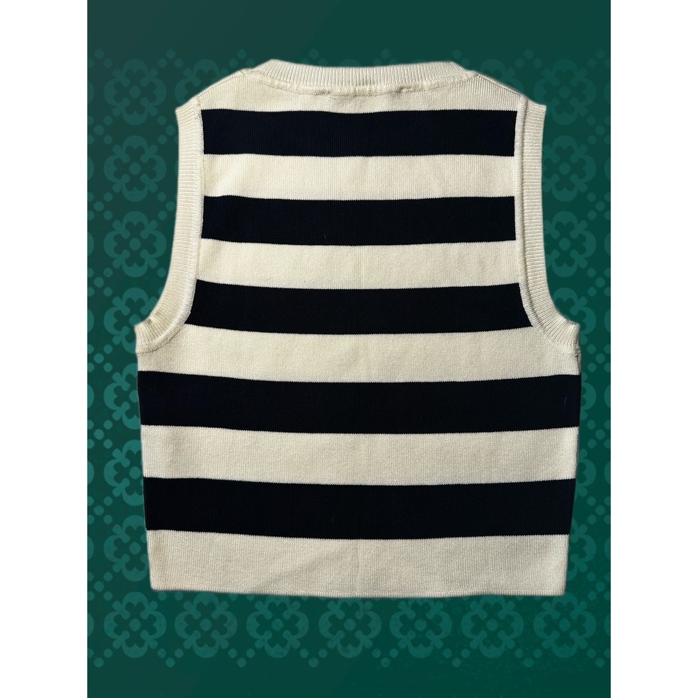 ZARA Striped Knit Sleeveless Vest Top Women's Size Medium Black White - Picture 2 of 4